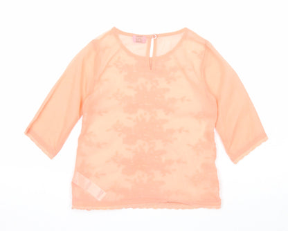 F&F Girls Pink Floral Polyester Basic Blouse Size 5-6 Years Round Neck Button