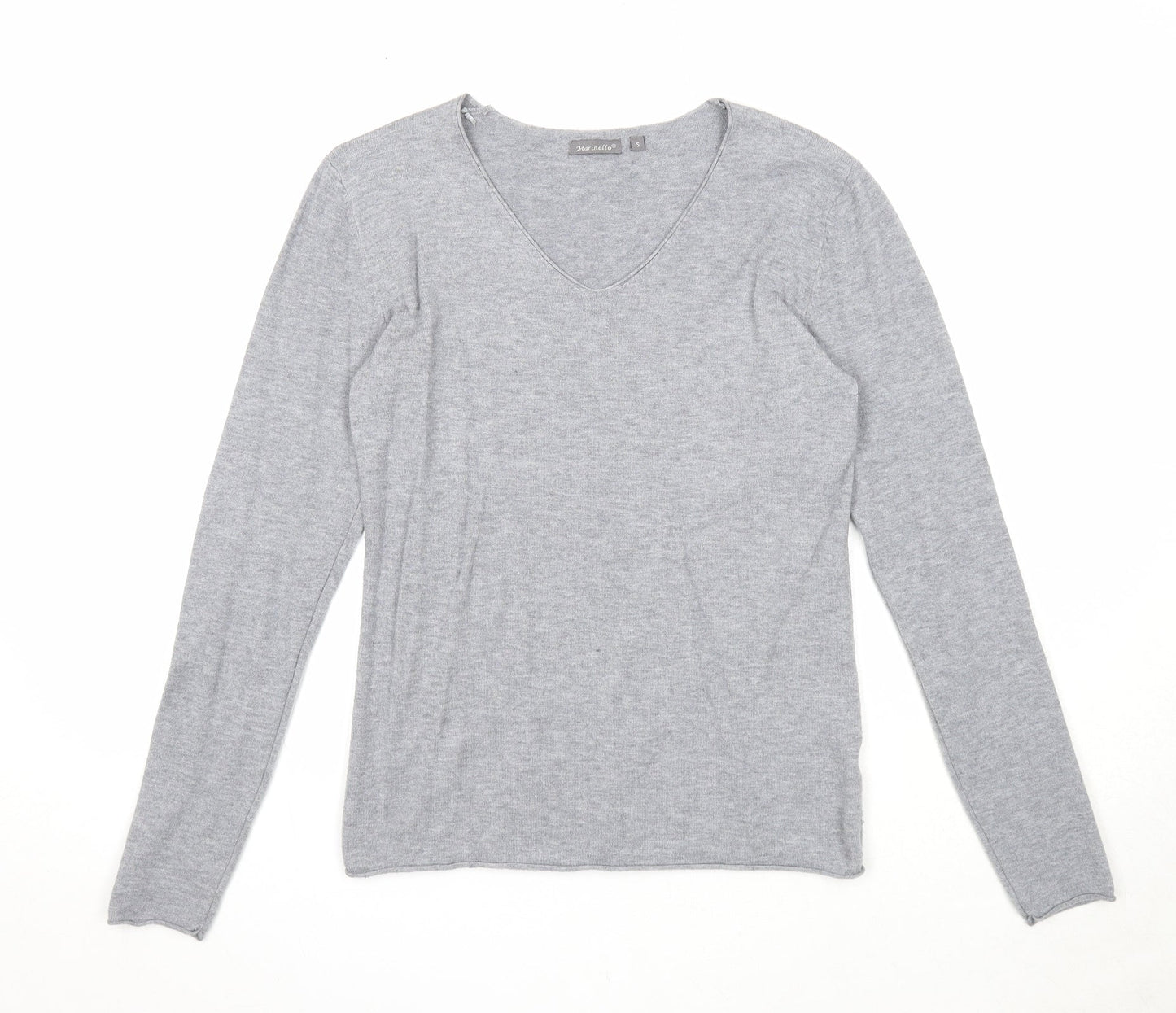 Marinello Womens Grey V-Neck Acrylic Pullover Jumper Size S