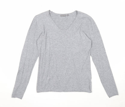 Marinello Womens Grey V-Neck Acrylic Pullover Jumper Size S