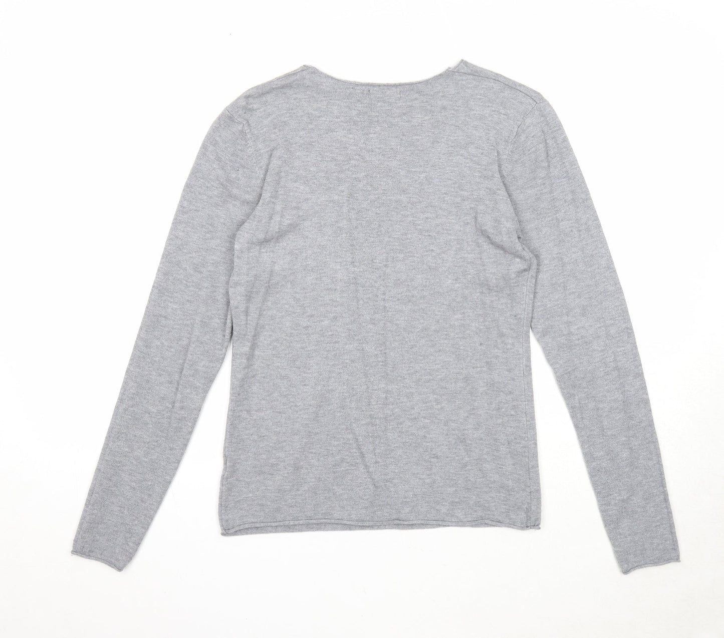 Marinello Womens Grey V-Neck Acrylic Pullover Jumper Size S