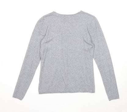 Marinello Womens Grey V-Neck Acrylic Pullover Jumper Size S