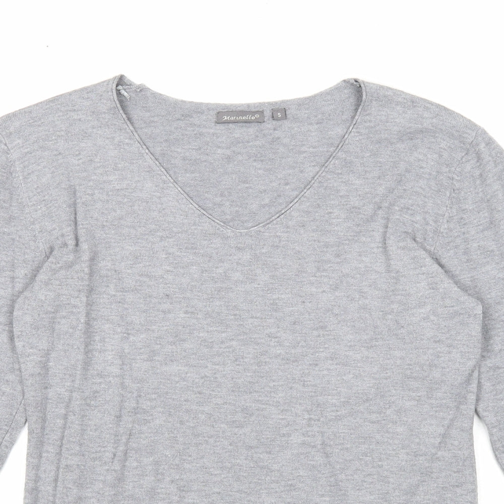 Marinello Womens Grey V-Neck Acrylic Pullover Jumper Size S