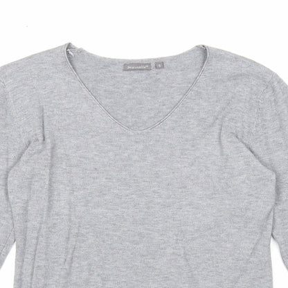 Marinello Womens Grey V-Neck Acrylic Pullover Jumper Size S
