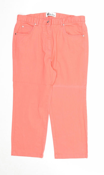 Wilkies Womens Pink Cotton Straight Jeans Size 10 Regular Zip