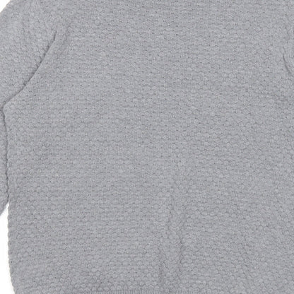 Easy Mens Grey Round Neck Cotton Pullover Jumper Size S Long Sleeve