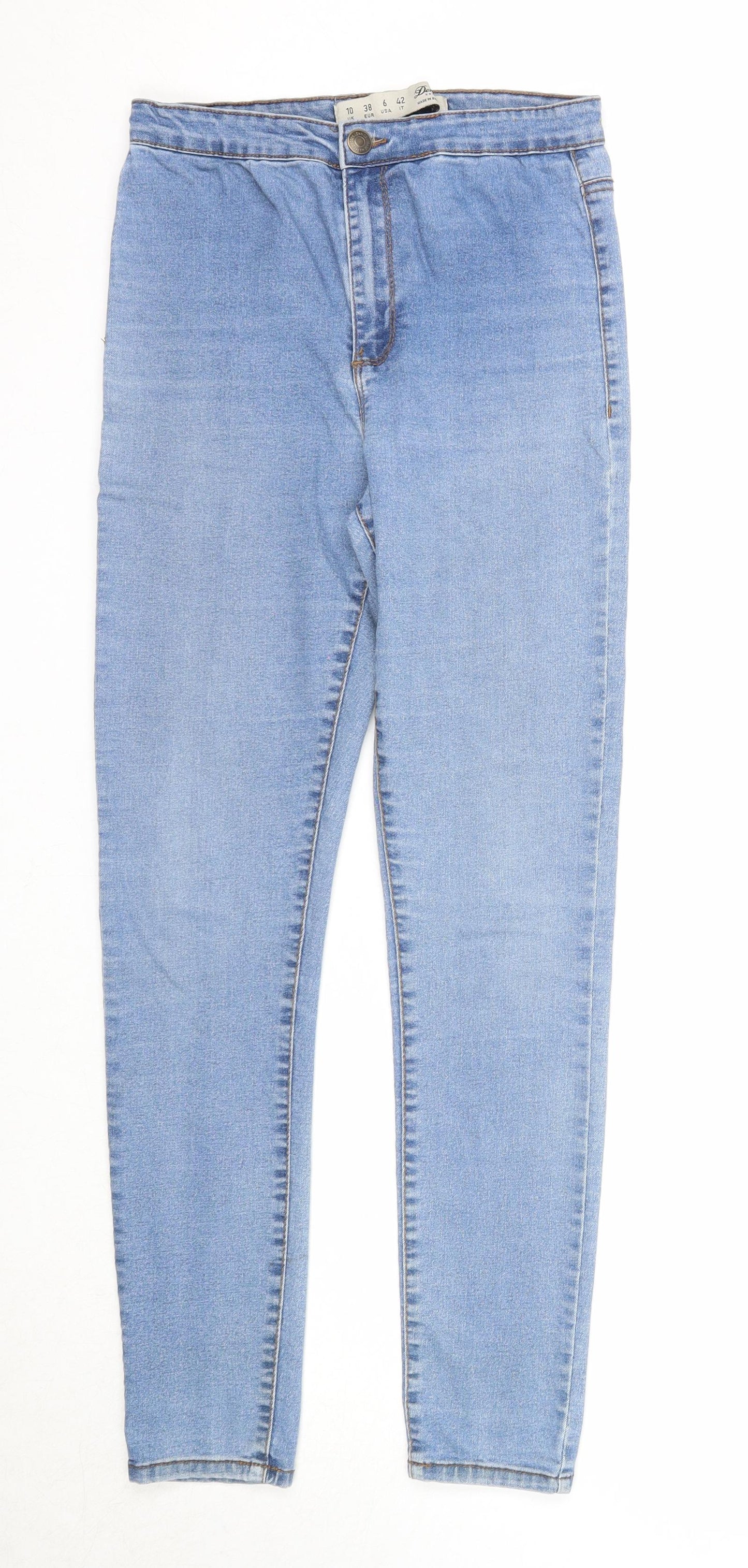 Denim & Co. Womens Blue Cotton Skinny Jeans Size 10 Regular Zip