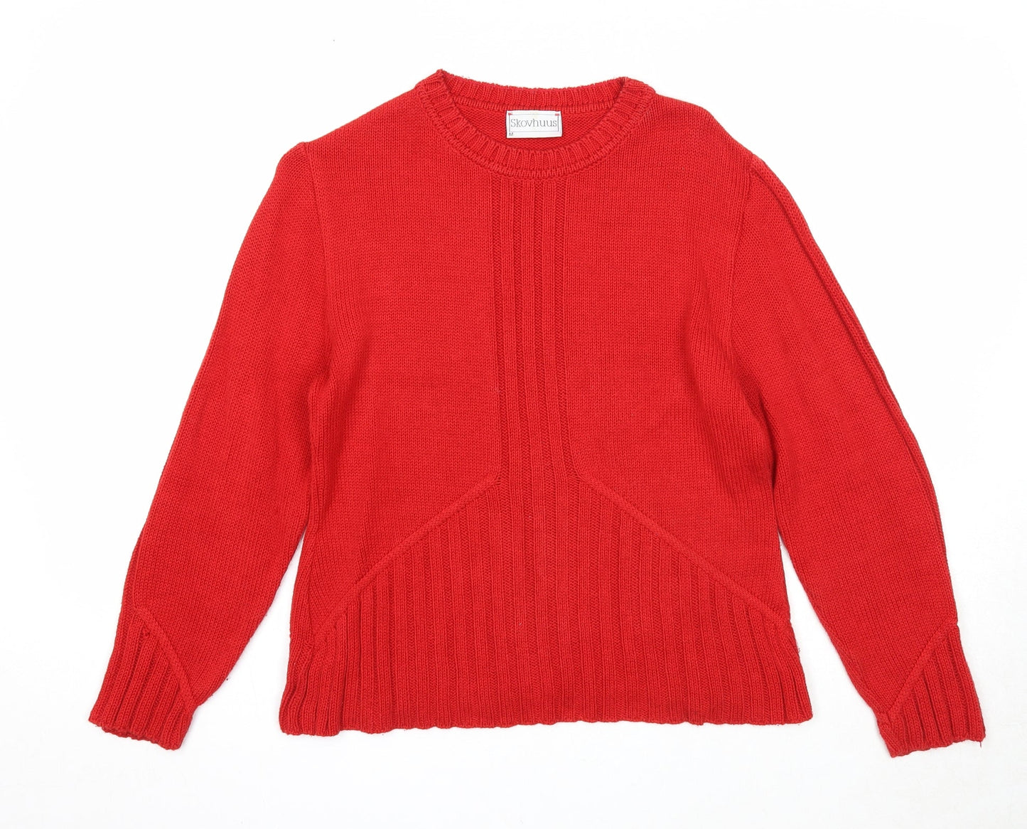 Skovhuus Womens Red Round Neck Cotton Pullover Jumper Size M