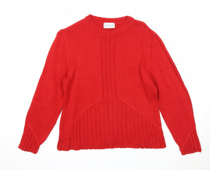 Skovhuus Womens Red Round Neck Cotton Pullover Jumper Size M