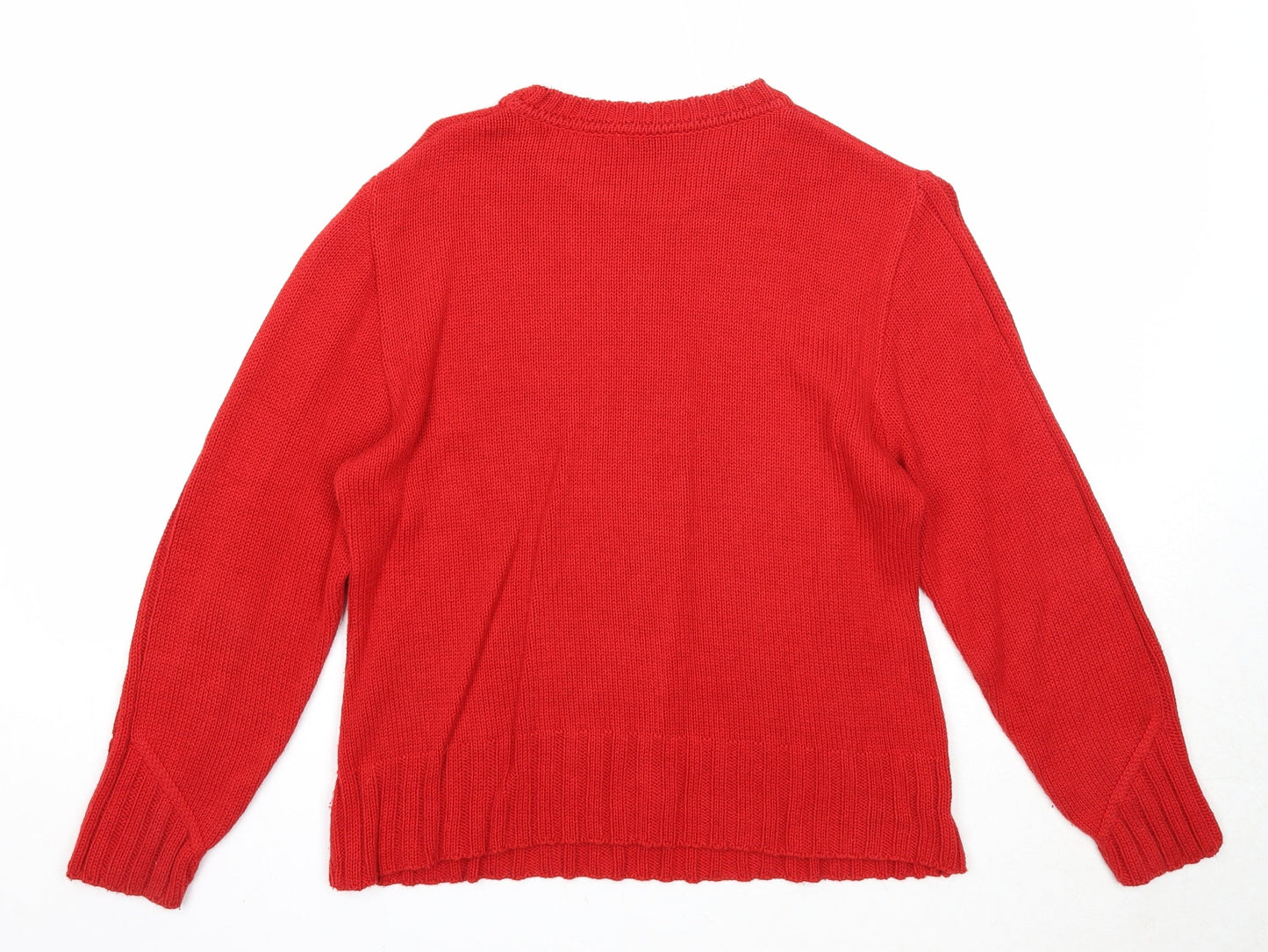 Skovhuus Womens Red Round Neck Cotton Pullover Jumper Size M
