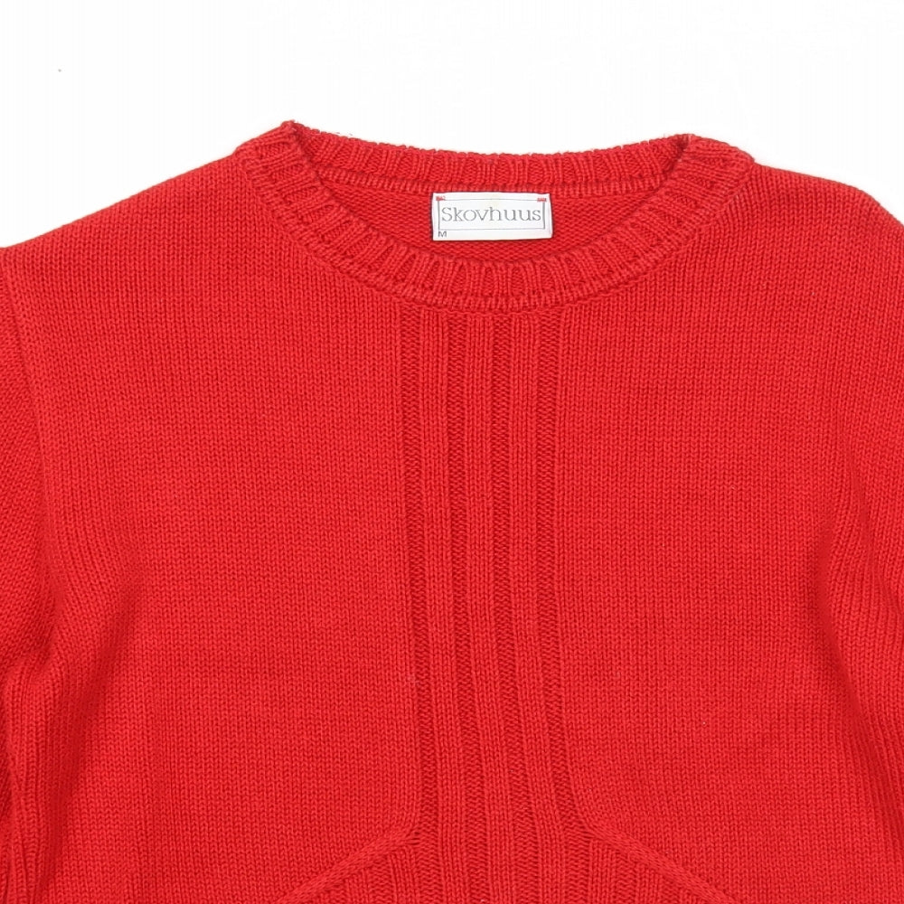 Skovhuus Womens Red Round Neck Cotton Pullover Jumper Size M