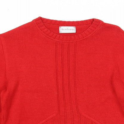 Skovhuus Womens Red Round Neck Cotton Pullover Jumper Size M