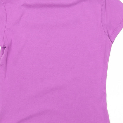 M&Co Womens Purple Cotton Basic T-Shirt Size M Square Neck