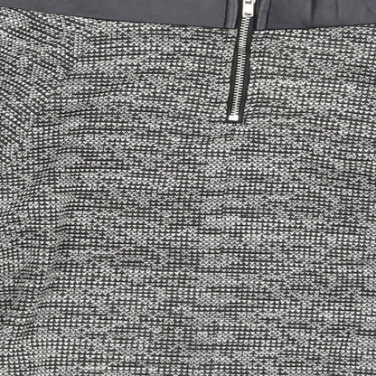 Divided Womens Black Geometric Polyester Skater Skirt Size S Zip