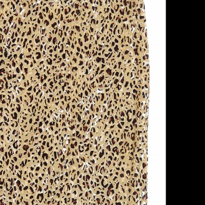 Miss Selfridge Womens Brown Animal Print Polyester A-Line Skirt Size 12 - Leopard Pattern