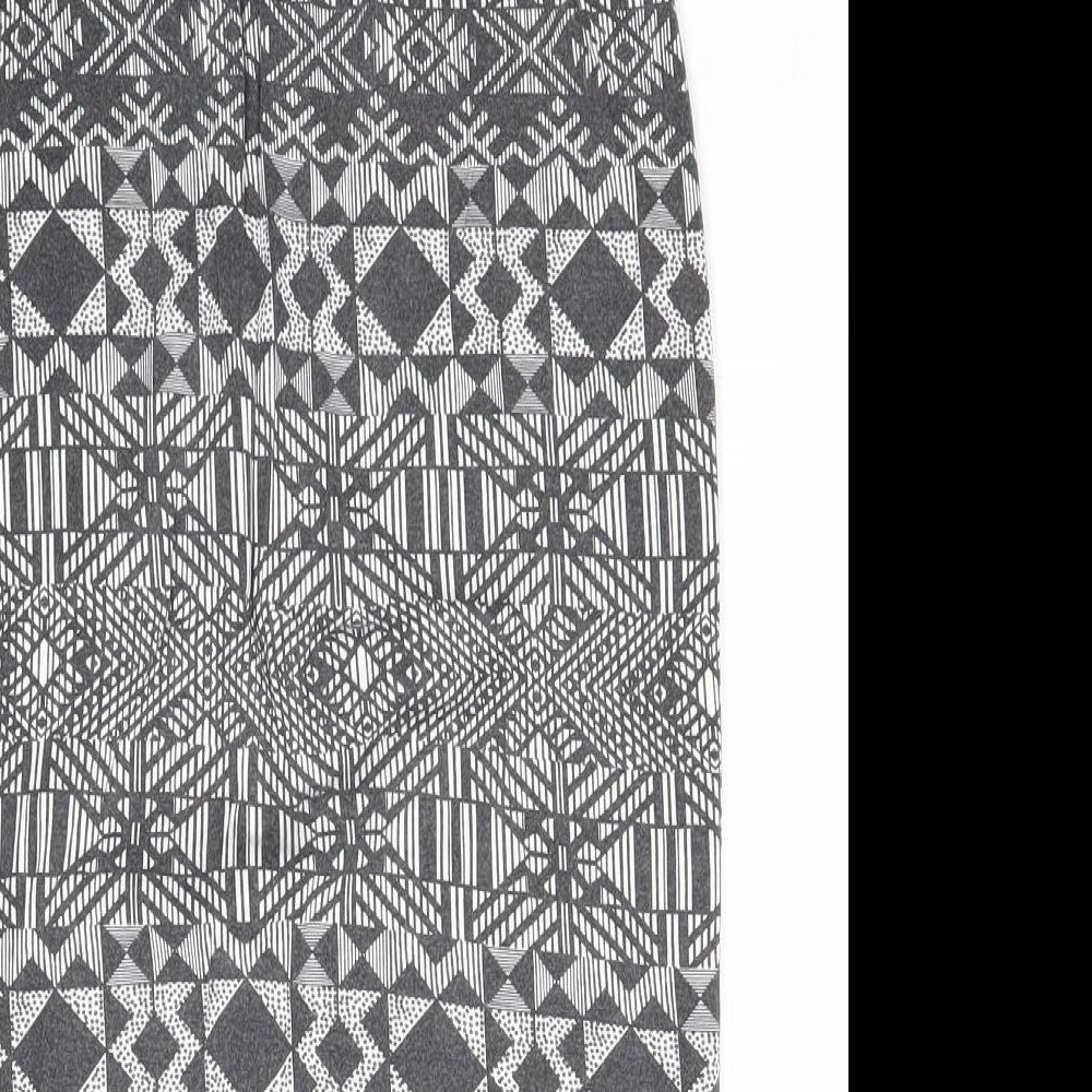 New Look Womens Grey Fair Isle Viscose Bandage Skirt Size 8 - Waist 22 inches