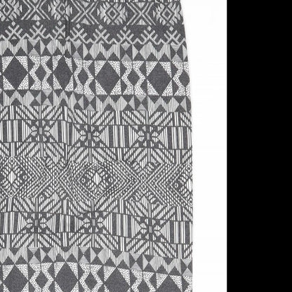 New Look Womens Grey Fair Isle Viscose Bandage Skirt Size 8 - Waist 22 inches