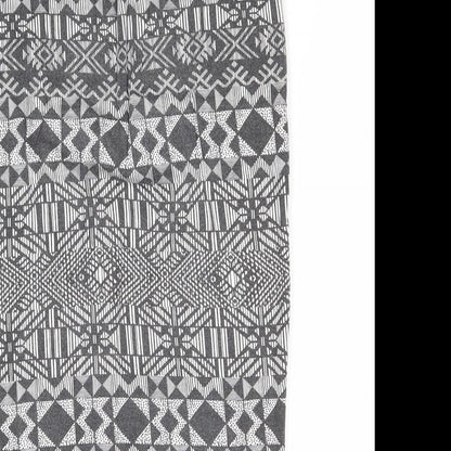 New Look Womens Grey Fair Isle Viscose Bandage Skirt Size 8 - Waist 22 inches