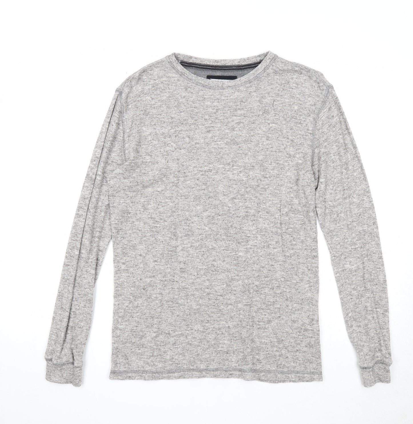 F&F Mens Grey Round Neck Cotton Pullover Jumper Size S Long Sleeve