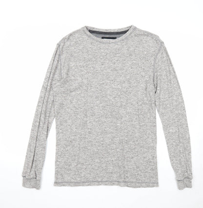 F&F Mens Grey Round Neck Cotton Pullover Jumper Size S Long Sleeve