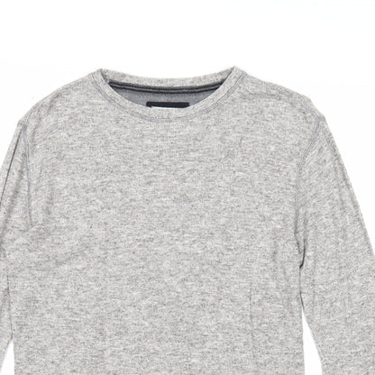 F&F Mens Grey Round Neck Cotton Pullover Jumper Size S Long Sleeve