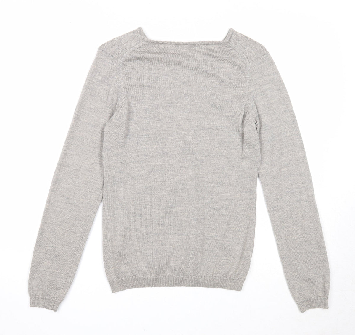 Deane & White Mens Grey V-Neck Wool Pullover Jumper Size S Long Sleeve