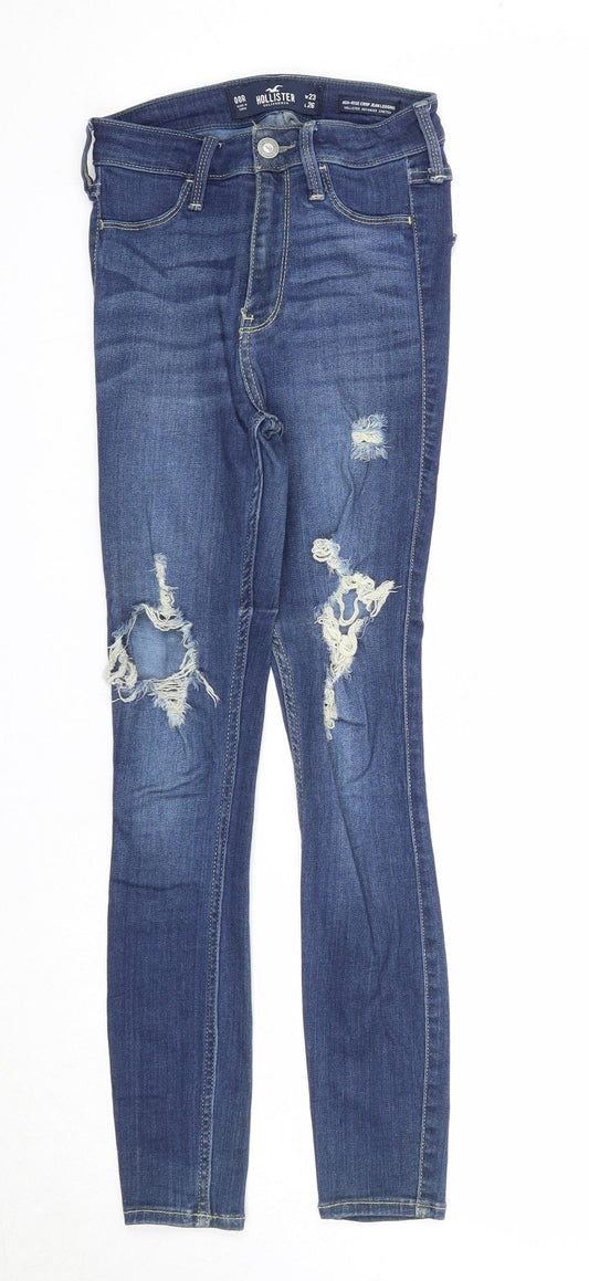 Hollister Womens Blue Cotton Skinny Jeans Size 23 in L26 in Regular Zip
