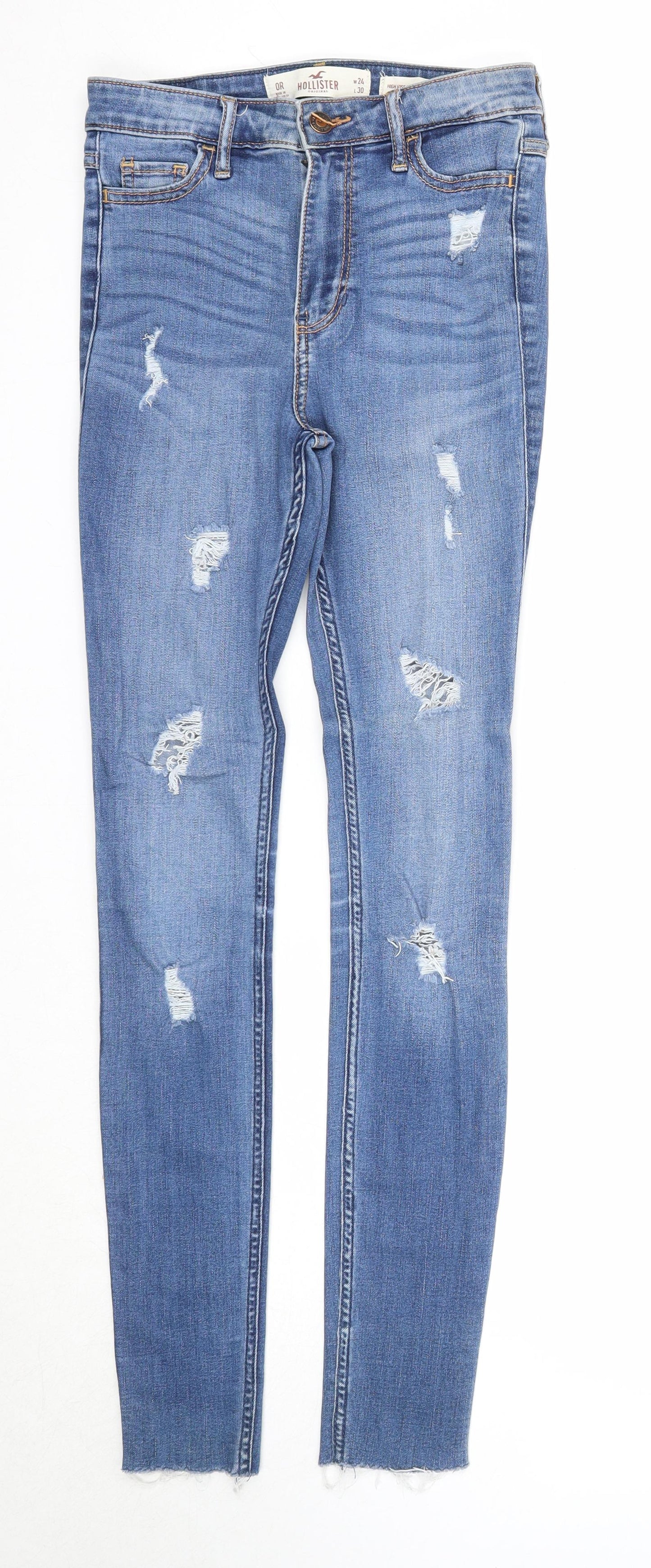 Hollister Womens Blue Cotton Skinny Jeans Size 24 in L30 in Regular Zip