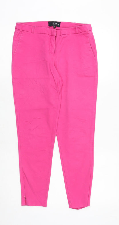 RESERVED Womens Pink Polyester Chino Trousers Size 8 Regular Zip