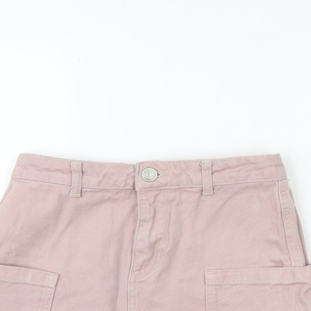 BDG Womens Pink Cotton Cargo Skirt Size XS Button