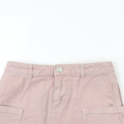 BDG Womens Pink Cotton Cargo Skirt Size XS Button
