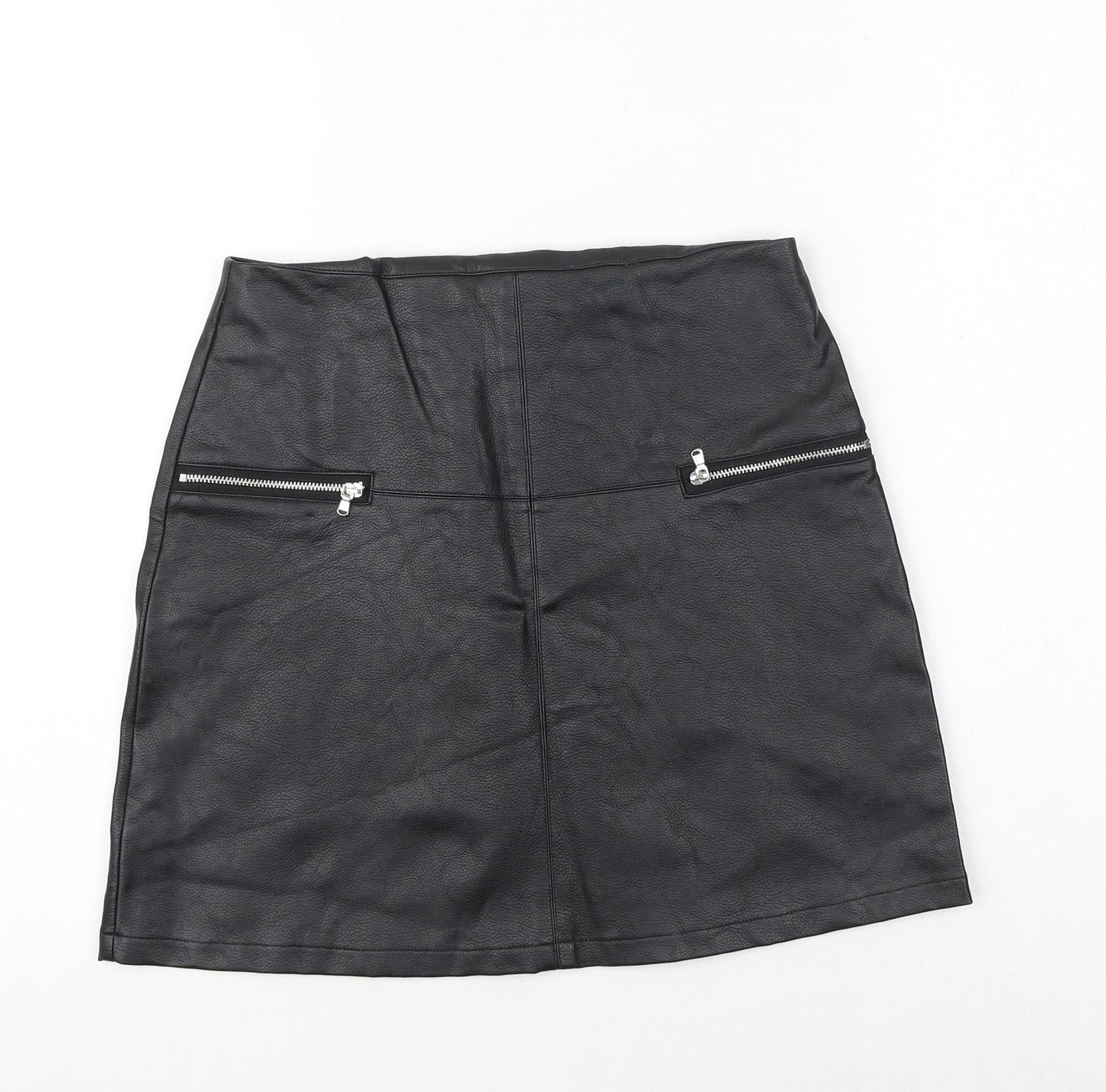 Primark Womens Black Polyester A-Line Skirt Size 8 Zip
