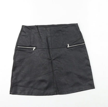 Primark Womens Black Polyester A-Line Skirt Size 8 Zip