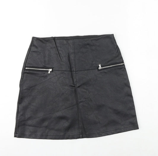 Primark Womens Black Polyester A-Line Skirt Size 8 Zip