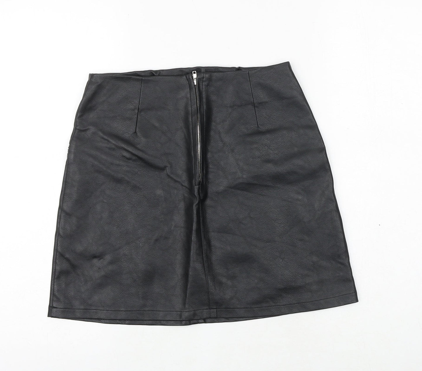 Primark Womens Black Polyester A-Line Skirt Size 8 Zip