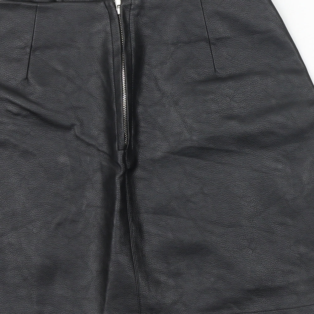 Primark Womens Black Polyester A-Line Skirt Size 8 Zip