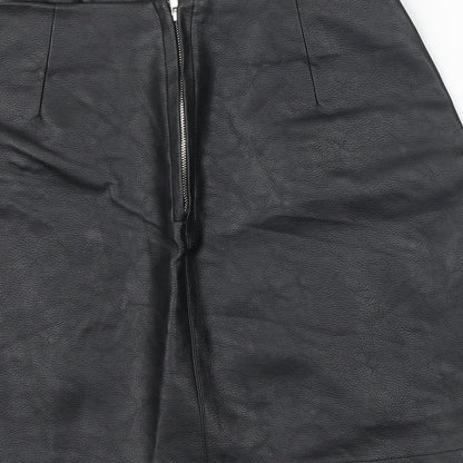 Primark Womens Black Polyester A-Line Skirt Size 8 Zip