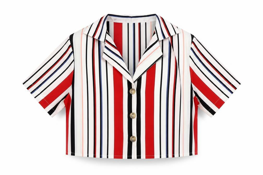 Womens UK Size 6 PRETTYLITTLETHING Multicoloured Cropped Button-Up