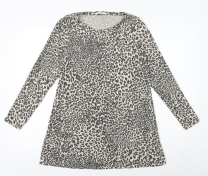 George Womens Brown Round Neck Animal Print Viscose Pullover Jumper Size 8 - Leopard Pattern