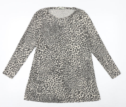 George Womens Brown Round Neck Animal Print Viscose Pullover Jumper Size 8 - Leopard Pattern