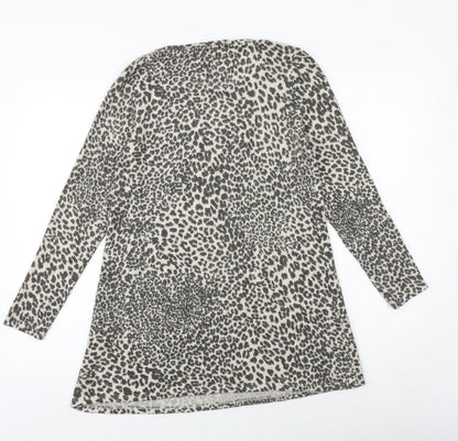 George Womens Brown Round Neck Animal Print Viscose Pullover Jumper Size 8 - Leopard Pattern
