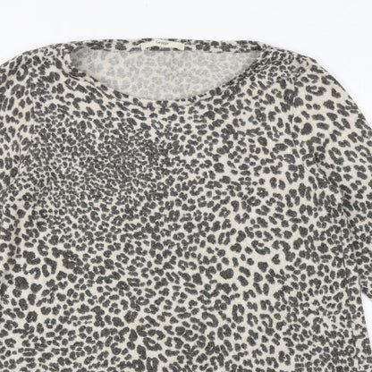 George Womens Brown Round Neck Animal Print Viscose Pullover Jumper Size 8 - Leopard Pattern