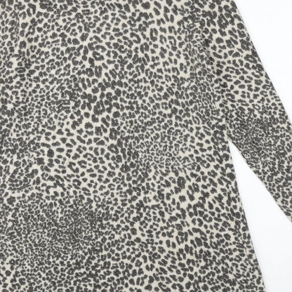 George Womens Brown Round Neck Animal Print Viscose Pullover Jumper Size 8 - Leopard Pattern