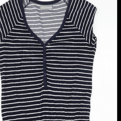 Marks and Spencer Womens Blue Striped Cotton Playsuit One-Piece Size 10 Tie