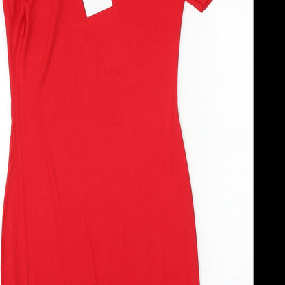 In the Style Womens Red Viscose Bodycon Size 10 Off the Shoulder Pullover