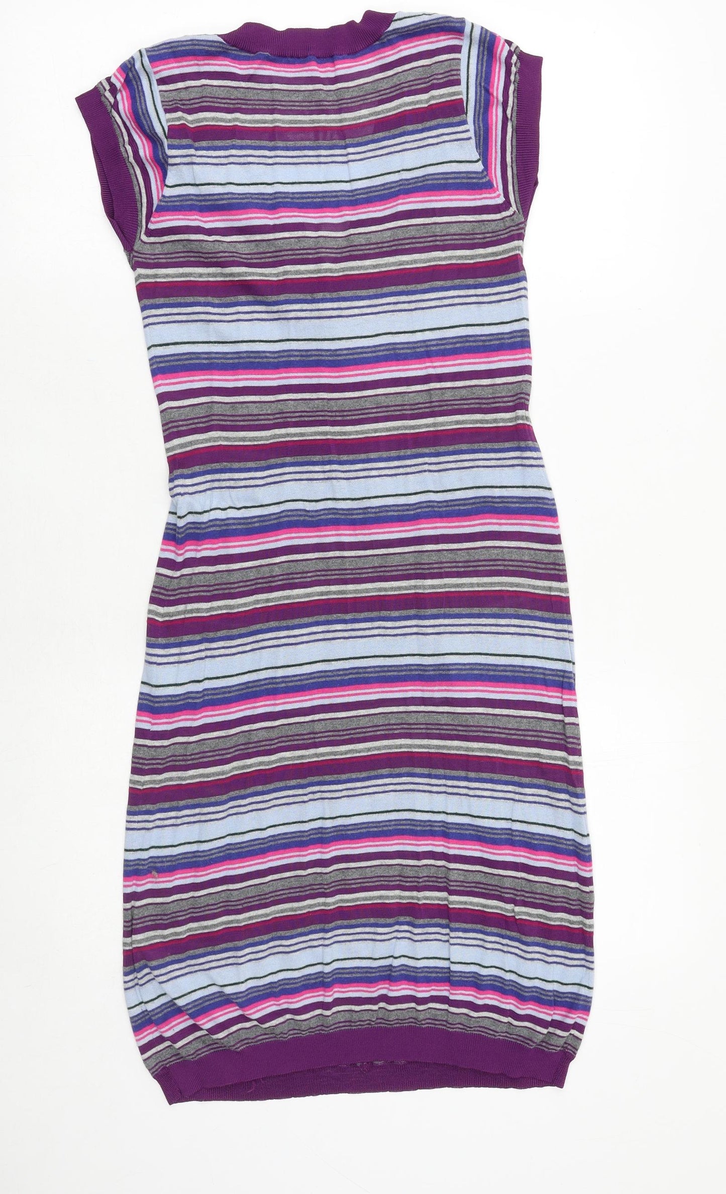 Phase Eight Womens Multicoloured Striped Polyester A-Line Size 10 V-Neck Pullover