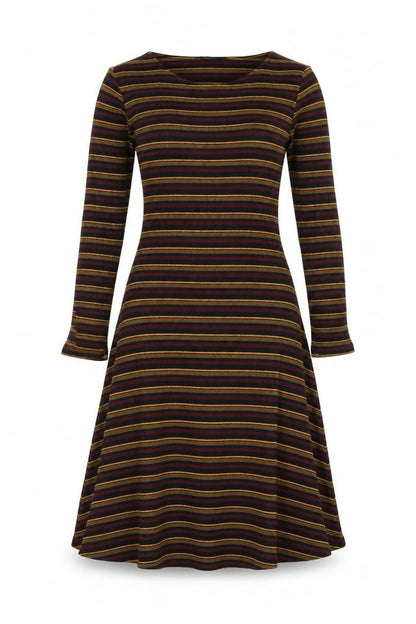 Forever 21 Womens Black Striped Polyester Fit & Flare Size S Round Neck Pullover