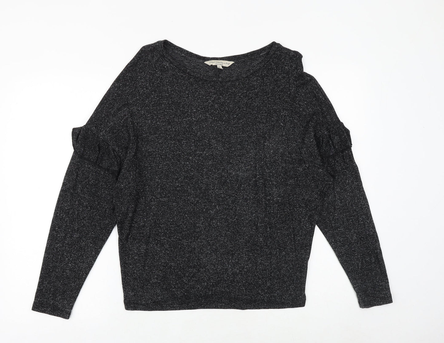 F&F Womens Grey Geometric Polyester Basic Blouse Size 8 Round Neck