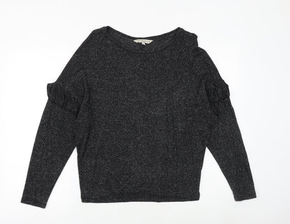 F&F Womens Grey Geometric Polyester Basic Blouse Size 8 Round Neck