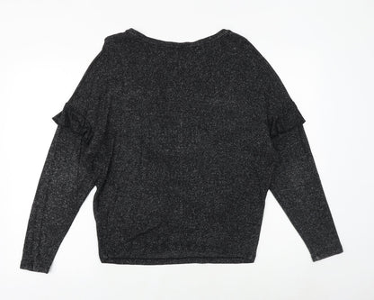 F&F Womens Grey Geometric Polyester Basic Blouse Size 8 Round Neck