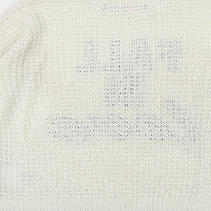 FBsister Womens Ivory Round Neck Polyester Pullover Jumper Size XS - Fall in Love